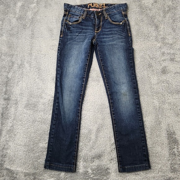 Rue21 Denim - Rue21 Jeans Juniors 0 Short Blue Slim Fit Dark Wash Embroidered Pockets Stretch